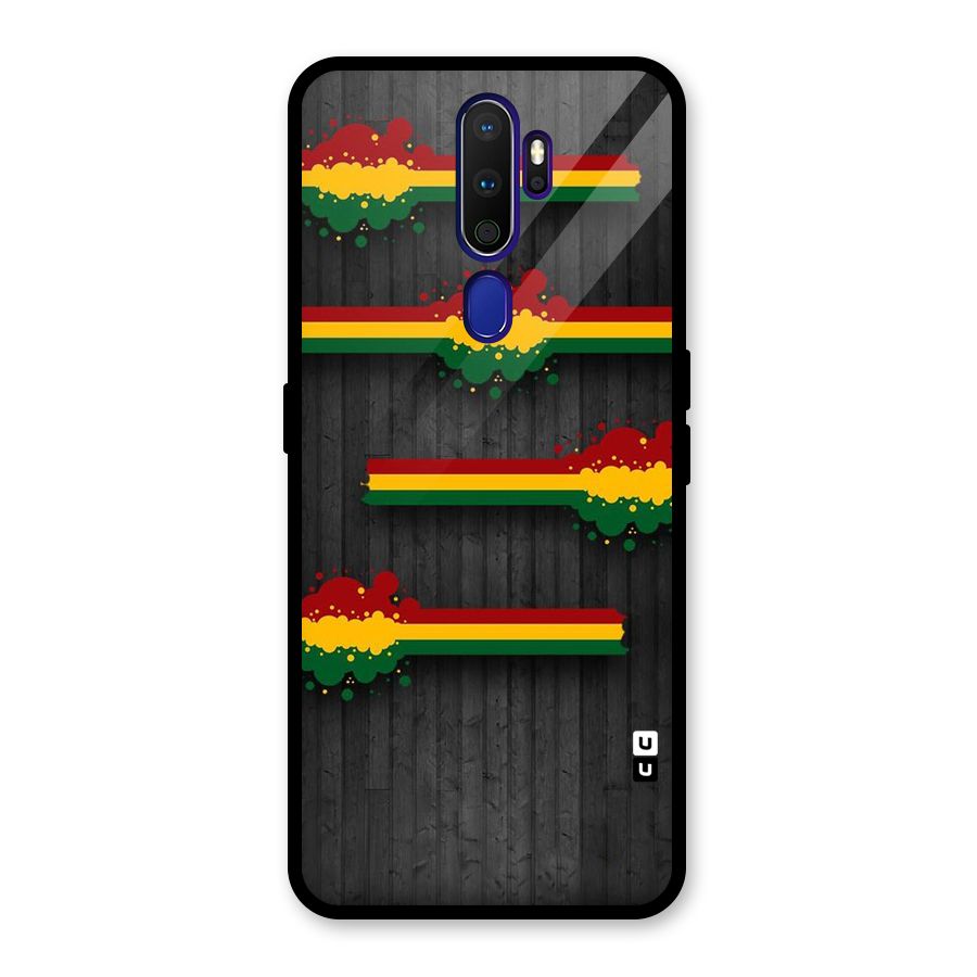 Tricolor Splash Design Glass Back Case for Oppo A9 (2020)