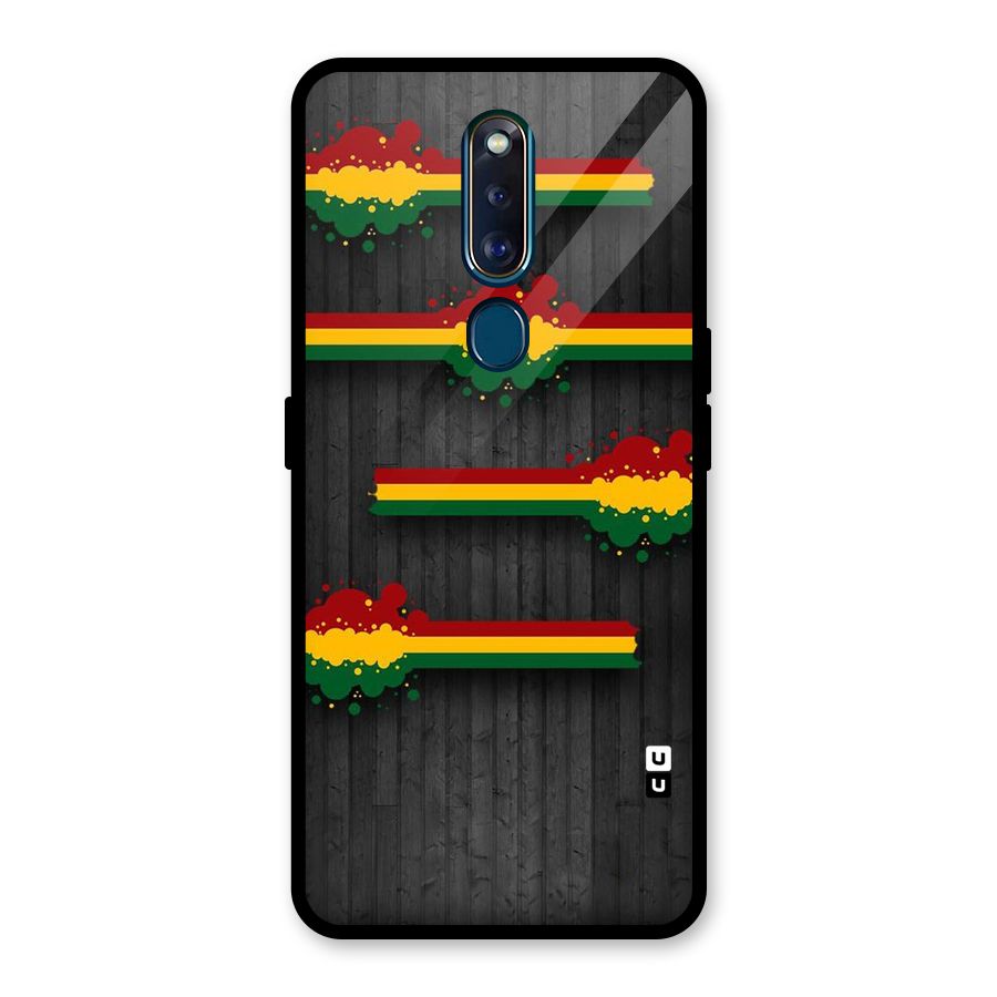 Tricolor Splash Design Glass Back Case for Oppo F11 Pro