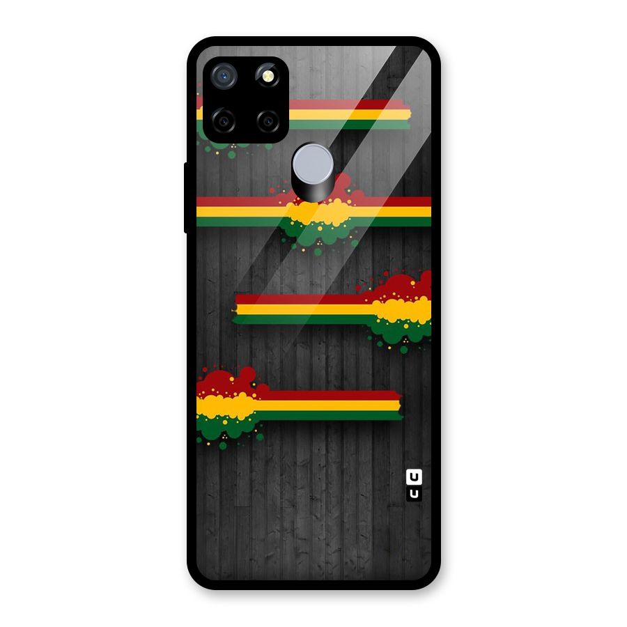 Tricolor Splash Design Glass Back Case for Realme C12