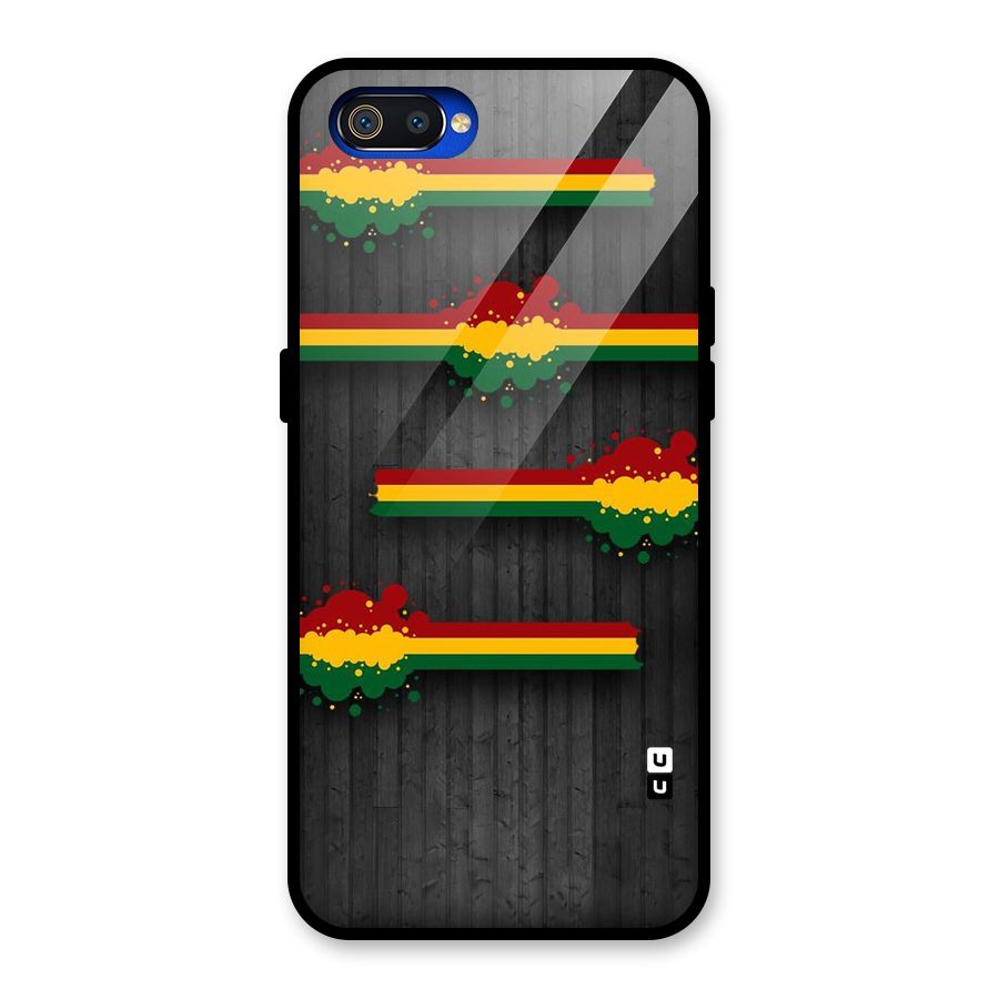 Tricolor Splash Design Glass Back Case for Realme C2