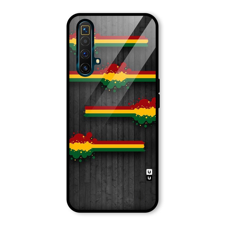 Tricolor Splash Design Glass Back Case for Realme X3 SuperZoom