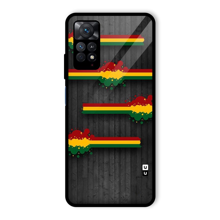 Tricolor Splash Design Glass Back Case for Redmi Note 11 Pro