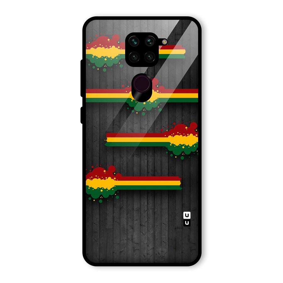 Tricolor Splash Design Glass Back Case for Redmi Note 9