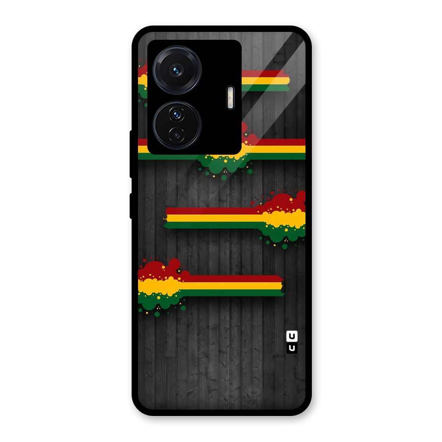 Tricolor Splash Design Glass Back Case for Vivo T1 Pro