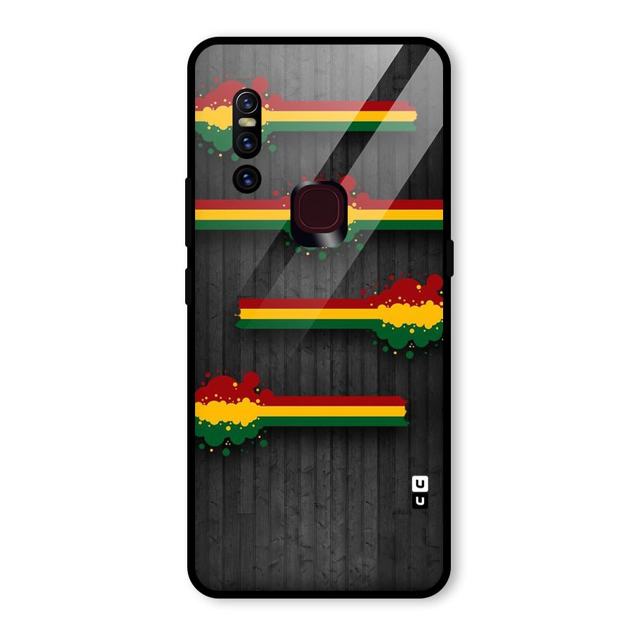 Tricolor Splash Design Glass Back Case for Vivo V15