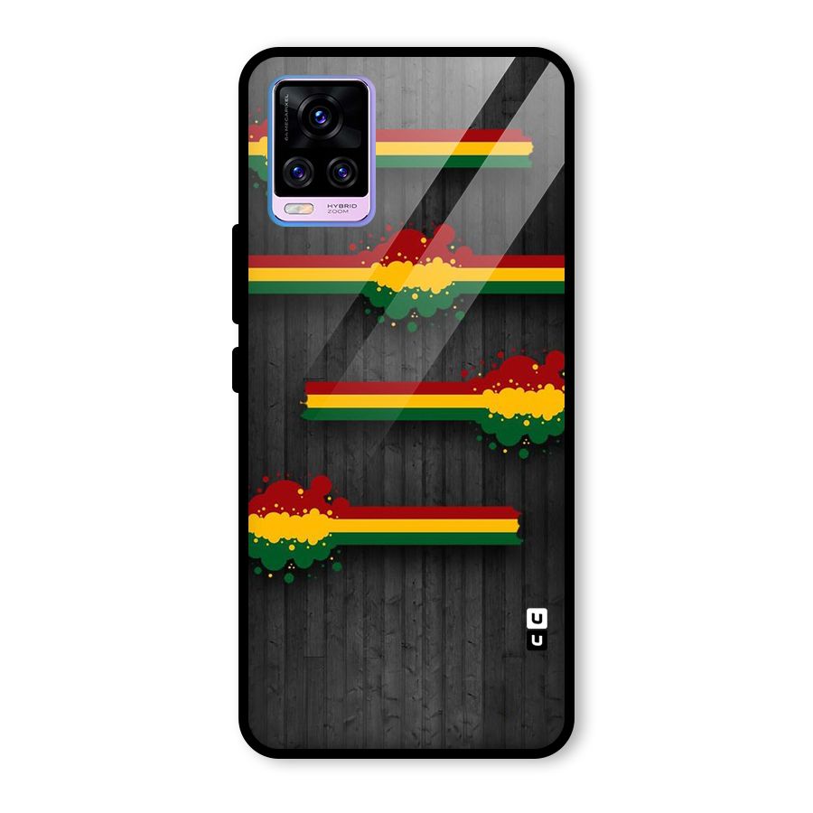 Tricolor Splash Design Glass Back Case for Vivo V20 Pro