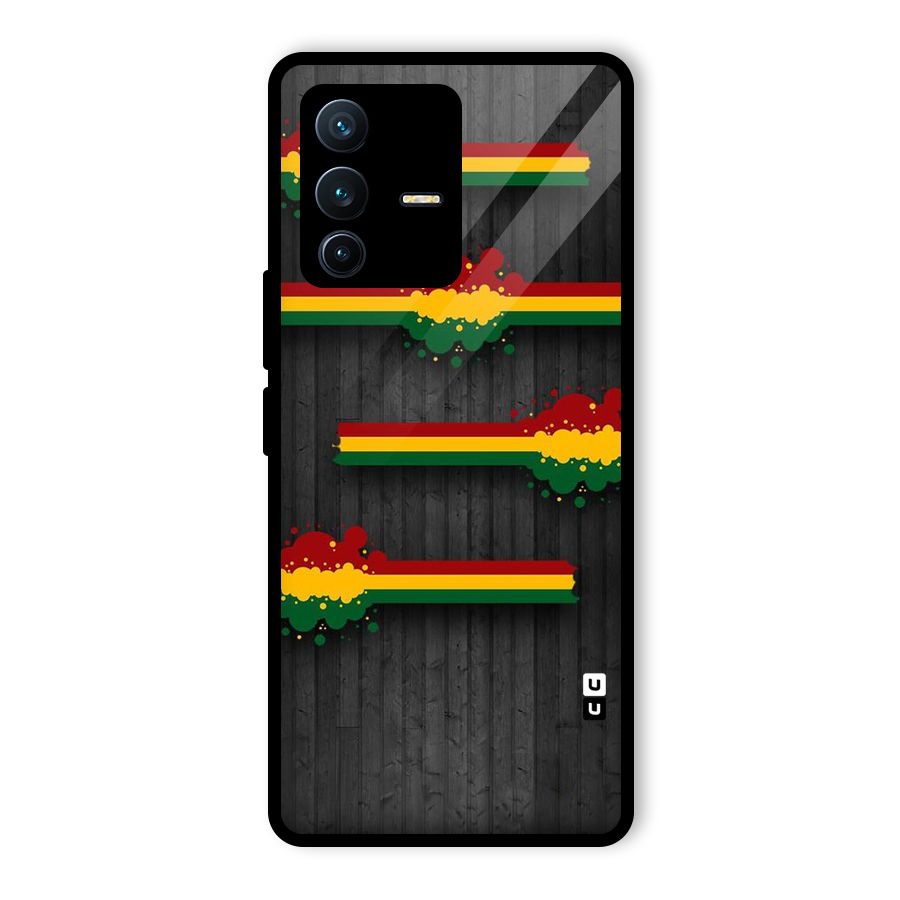 Tricolor Splash Design Glass Back Case for Vivo V23 Pro