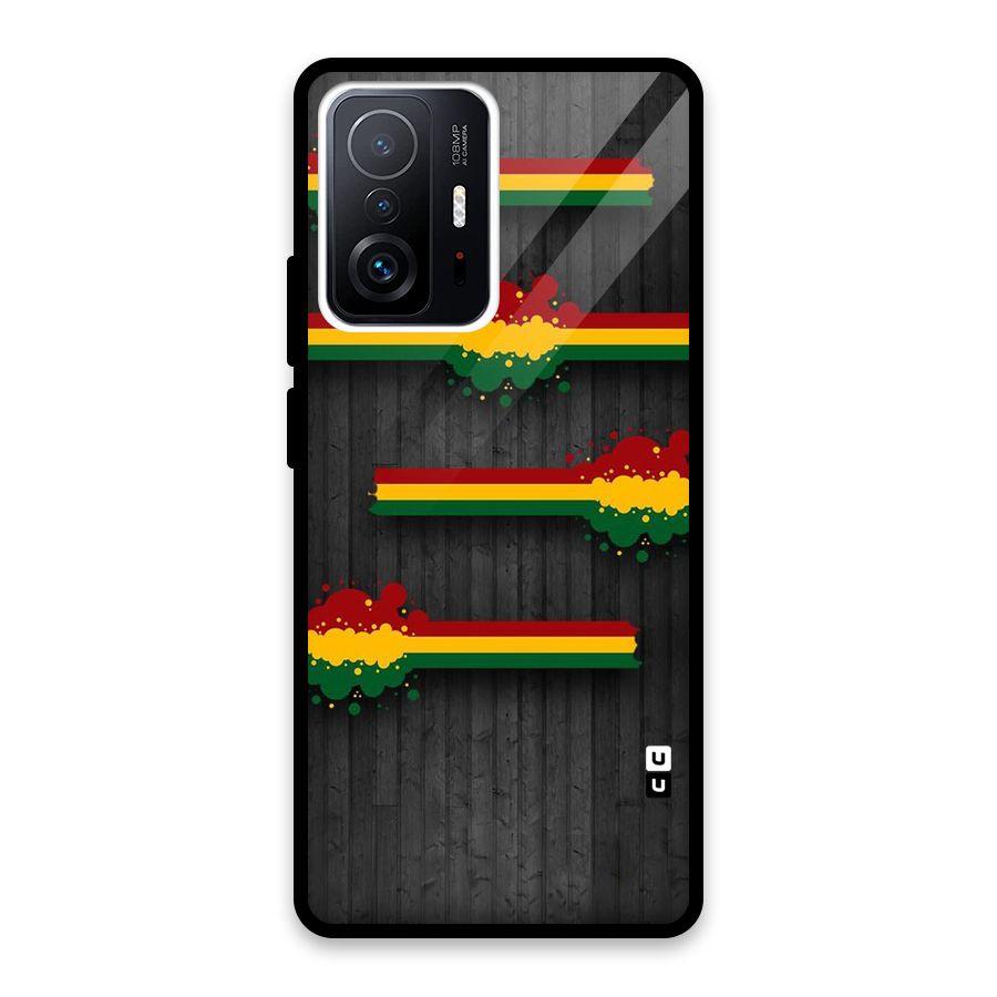 Tricolor Splash Design Glass Back Case for Xiaomi 11T Pro