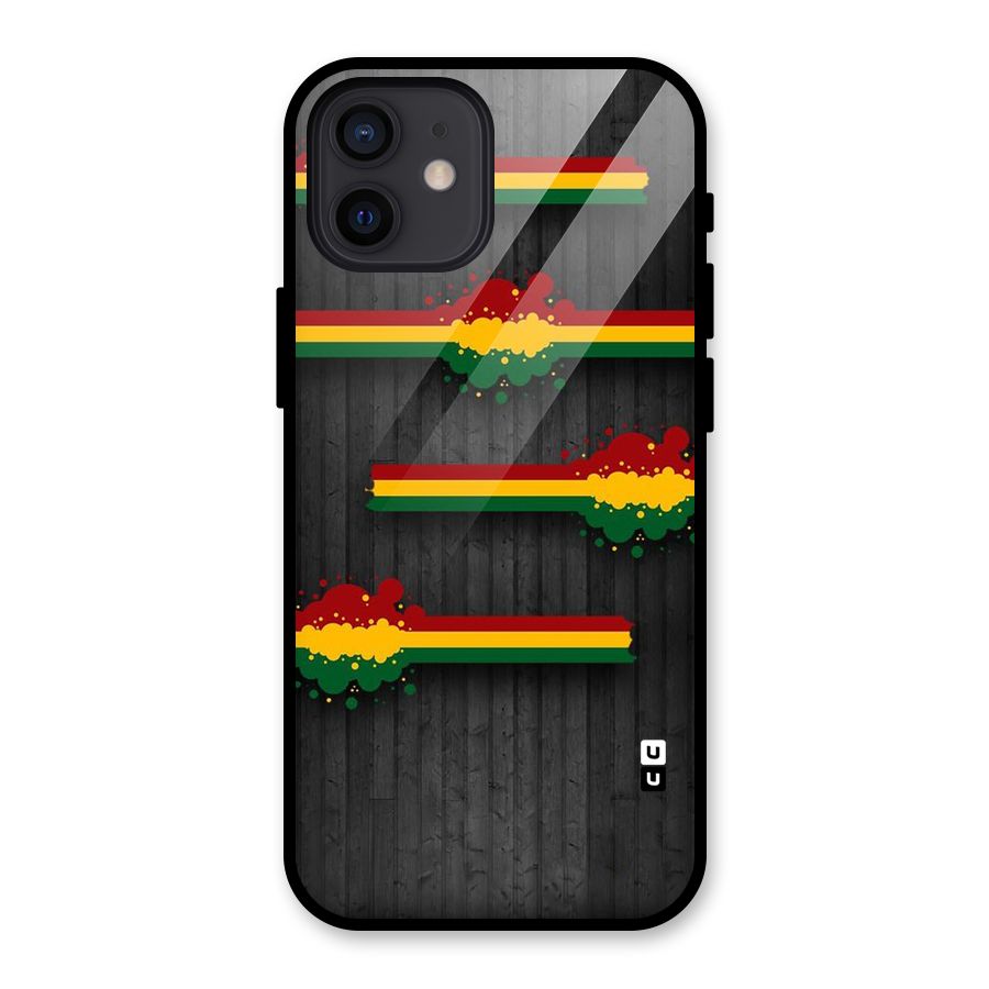 Tricolor Splash Design Glass Back Case for iPhone 12