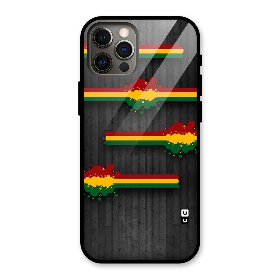 Tricolor Splash Design Glass Back Case for iPhone 12 Pro