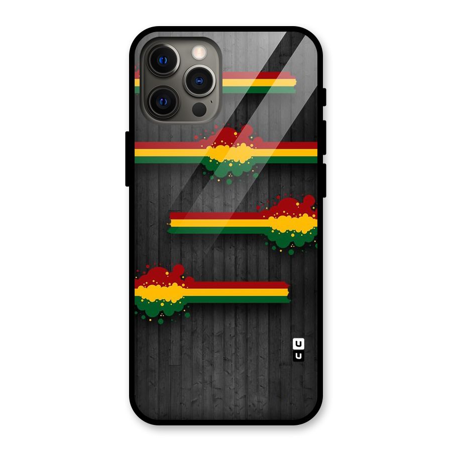 Tricolor Splash Design Glass Back Case for iPhone 12 Pro Max
