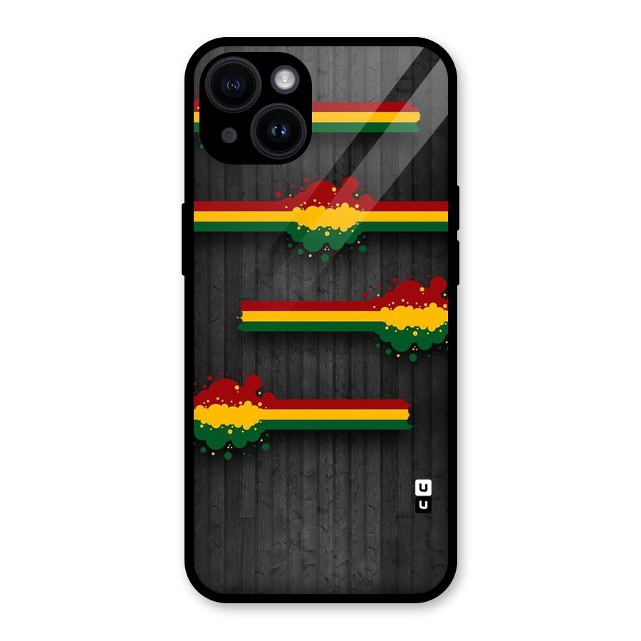 Tricolor Splash Design Glass Back Case for iPhone 14
