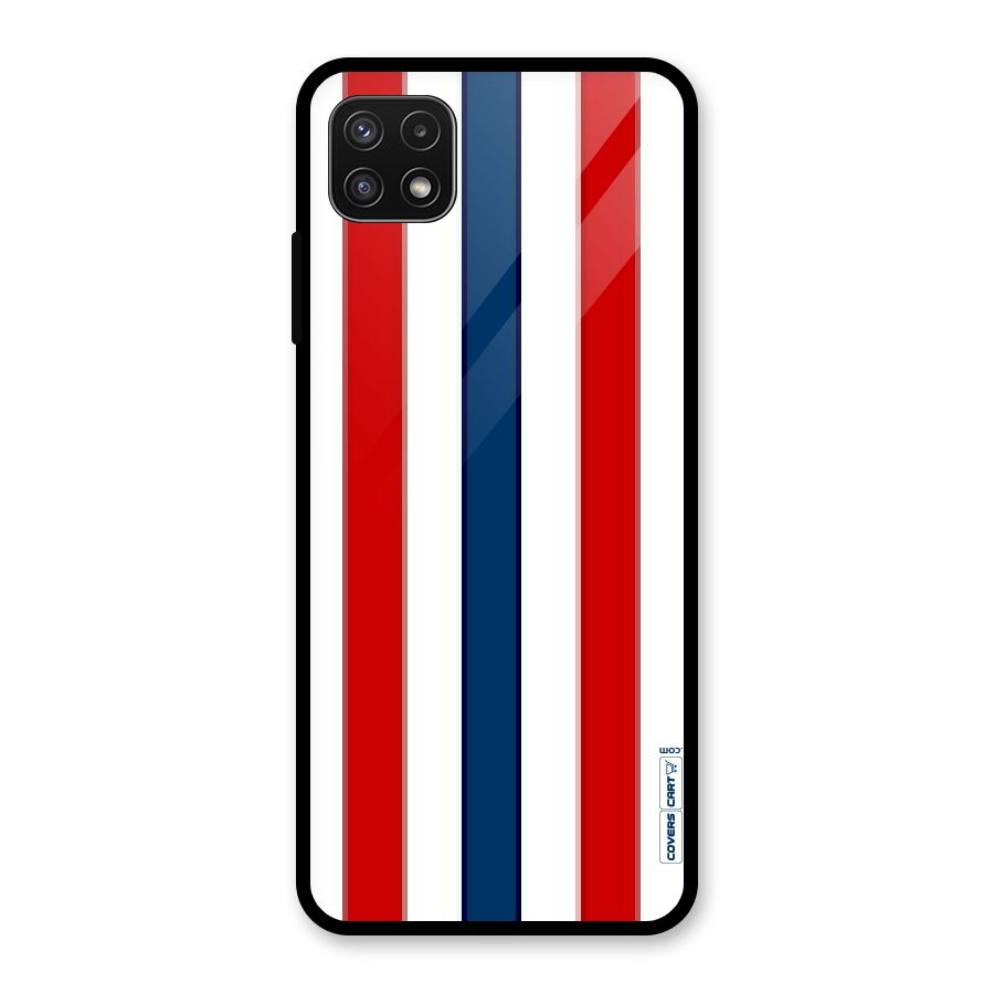 Tricolor Stripes Glass Back Case for Galaxy A22 5G