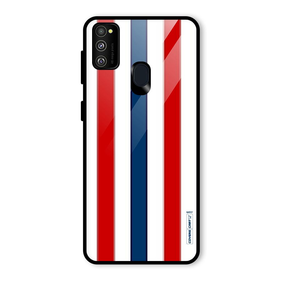 Tricolor Stripes Glass Back Case for Galaxy M21