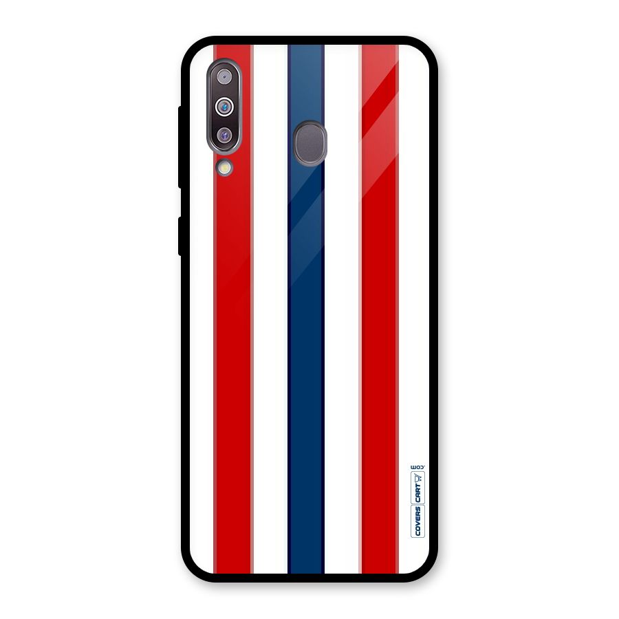 Tricolor Stripes Glass Back Case for Galaxy M30
