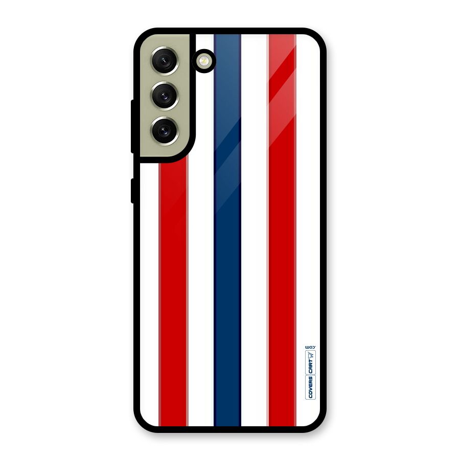 Tricolor Stripes Glass Back Case for Galaxy S21 FE 5G