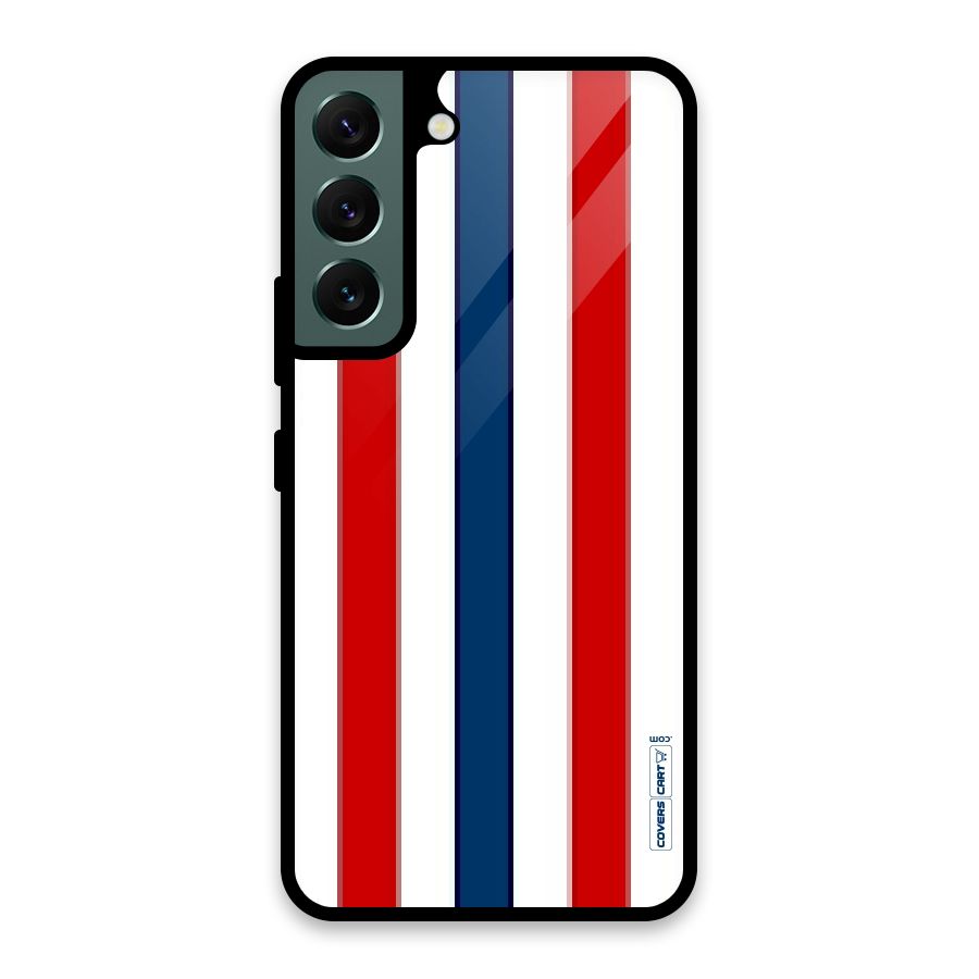 Tricolor Stripes Glass Back Case for Galaxy S22 5G