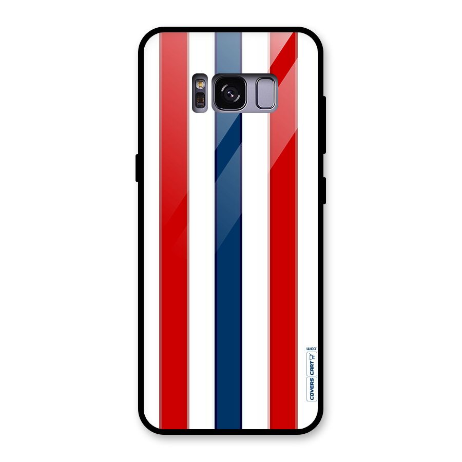 Tricolor Stripes Glass Back Case for Galaxy S8