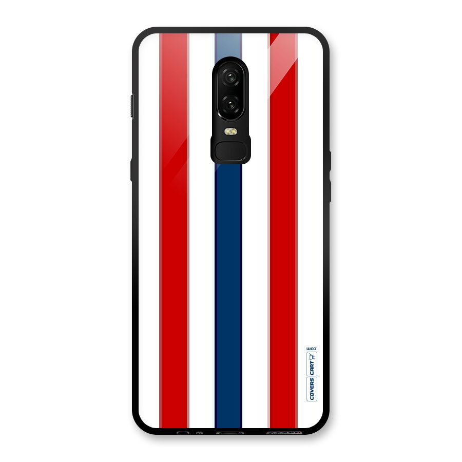 Tricolor Stripes Glass Back Case for OnePlus 6