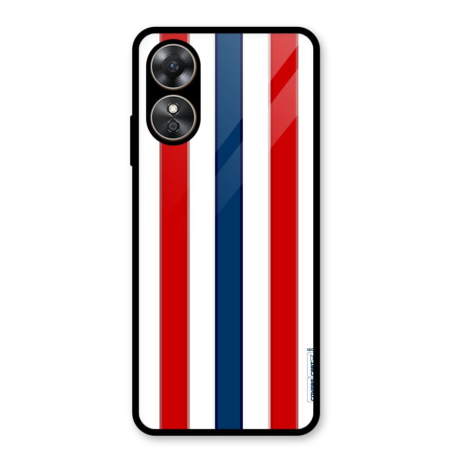 Tricolor Stripes Glass Back Case for Oppo A17