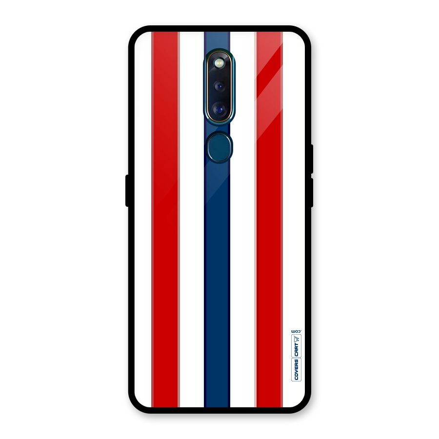 Tricolor Stripes Glass Back Case for Oppo F11 Pro