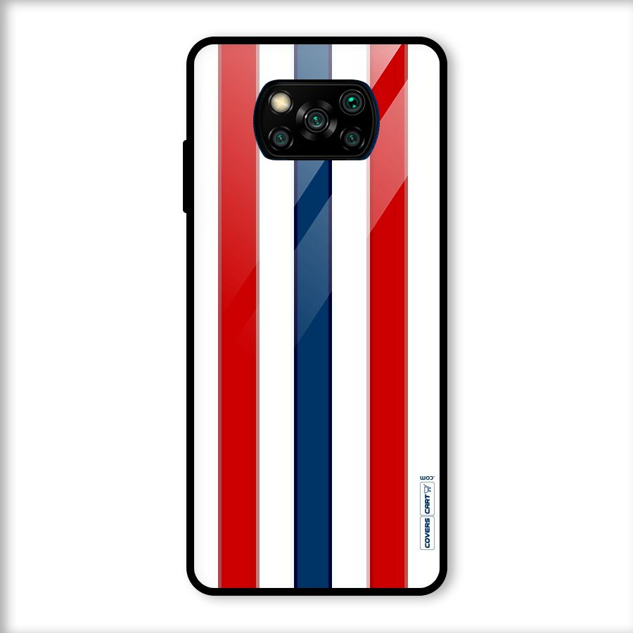Tricolor Stripes Glass Back Case for Poco X3