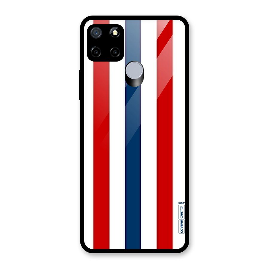 Tricolor Stripes Glass Back Case for Realme Narzo 20