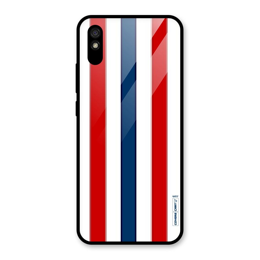 Tricolor Stripes Glass Back Case for Redmi 9A
