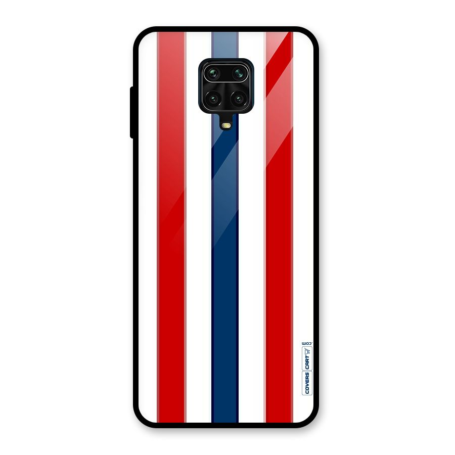 Tricolor Stripes Glass Back Case for Redmi Note 9 Pro Max