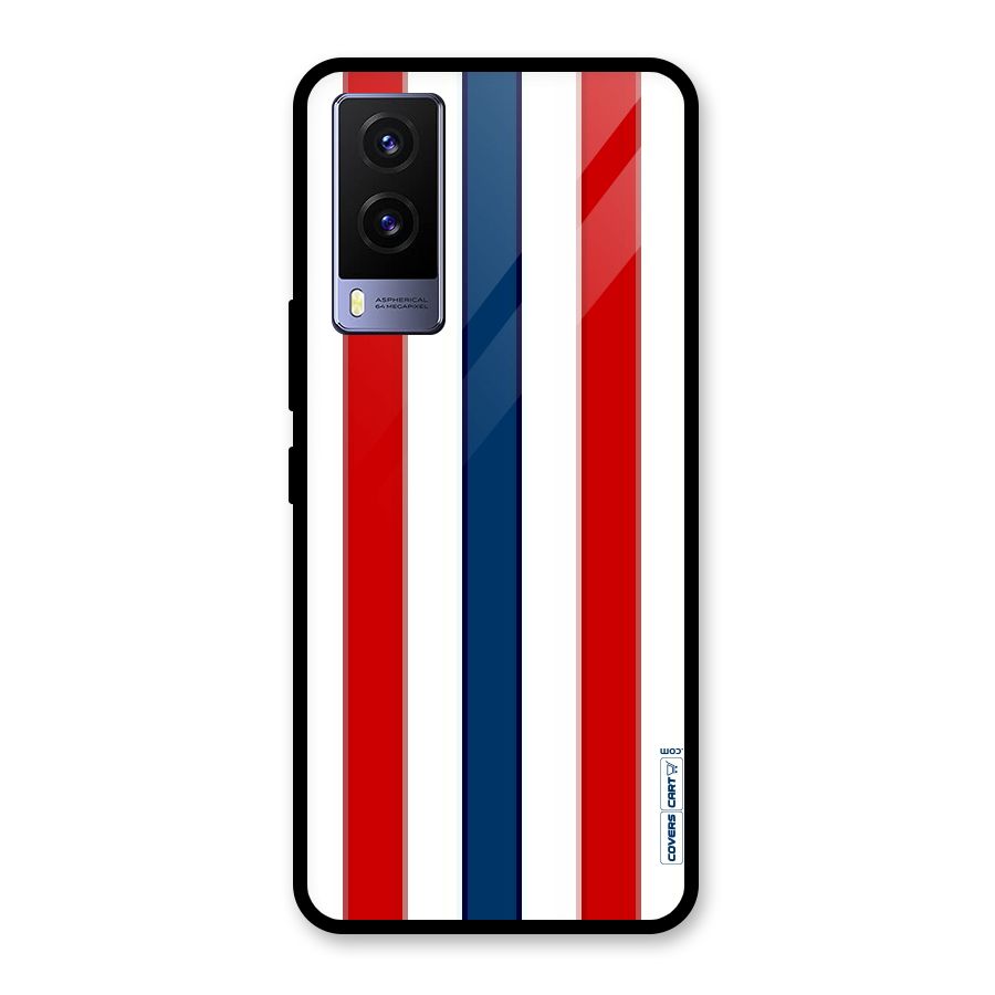 Tricolor Stripes Glass Back Case for Vivo V21e 5G