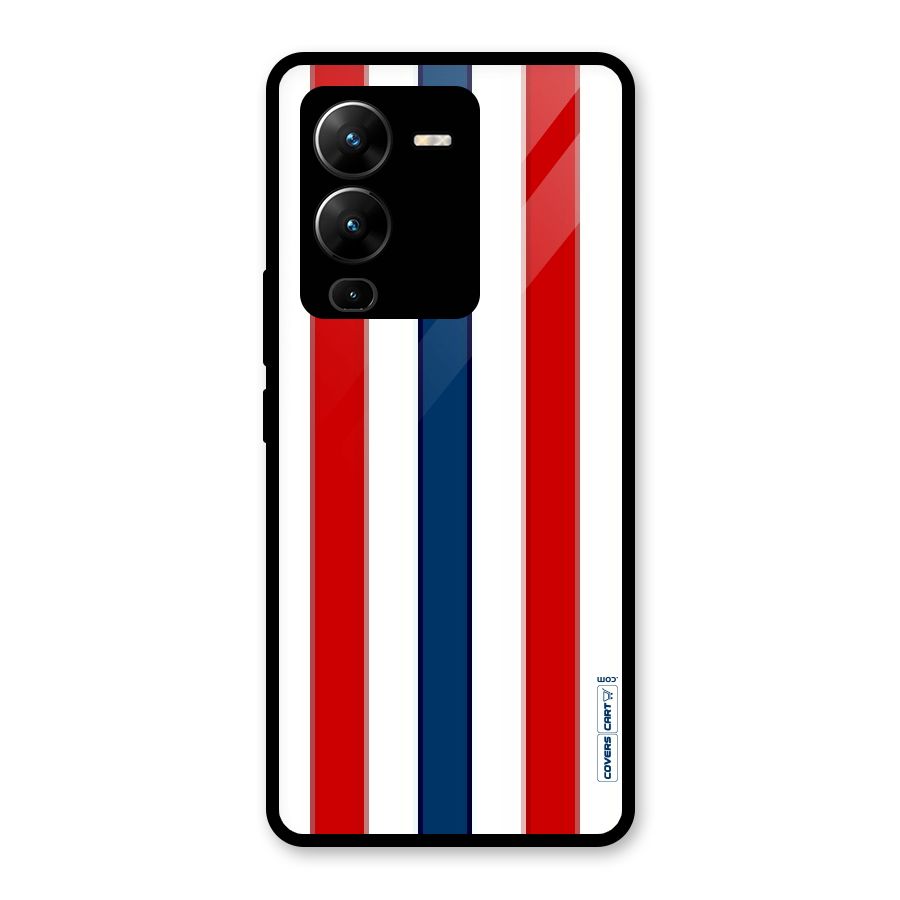 Tricolor Stripes Glass Back Case for Vivo V25 Pro