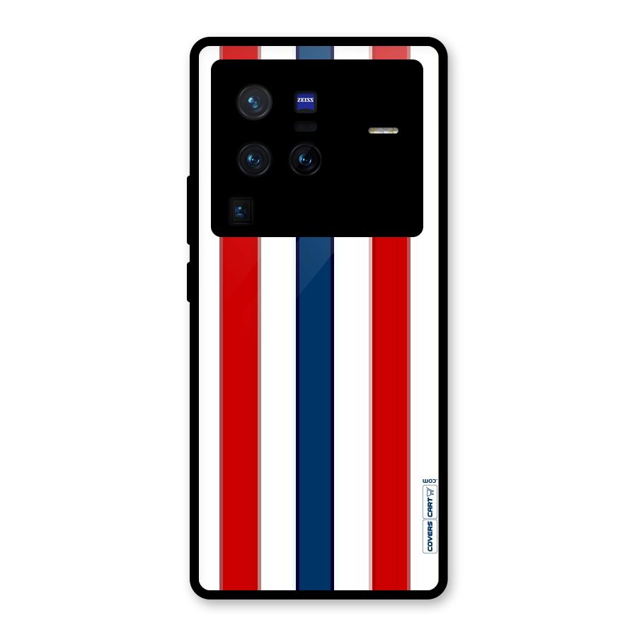 Tricolor Stripes Glass Back Case for Vivo X80 Pro