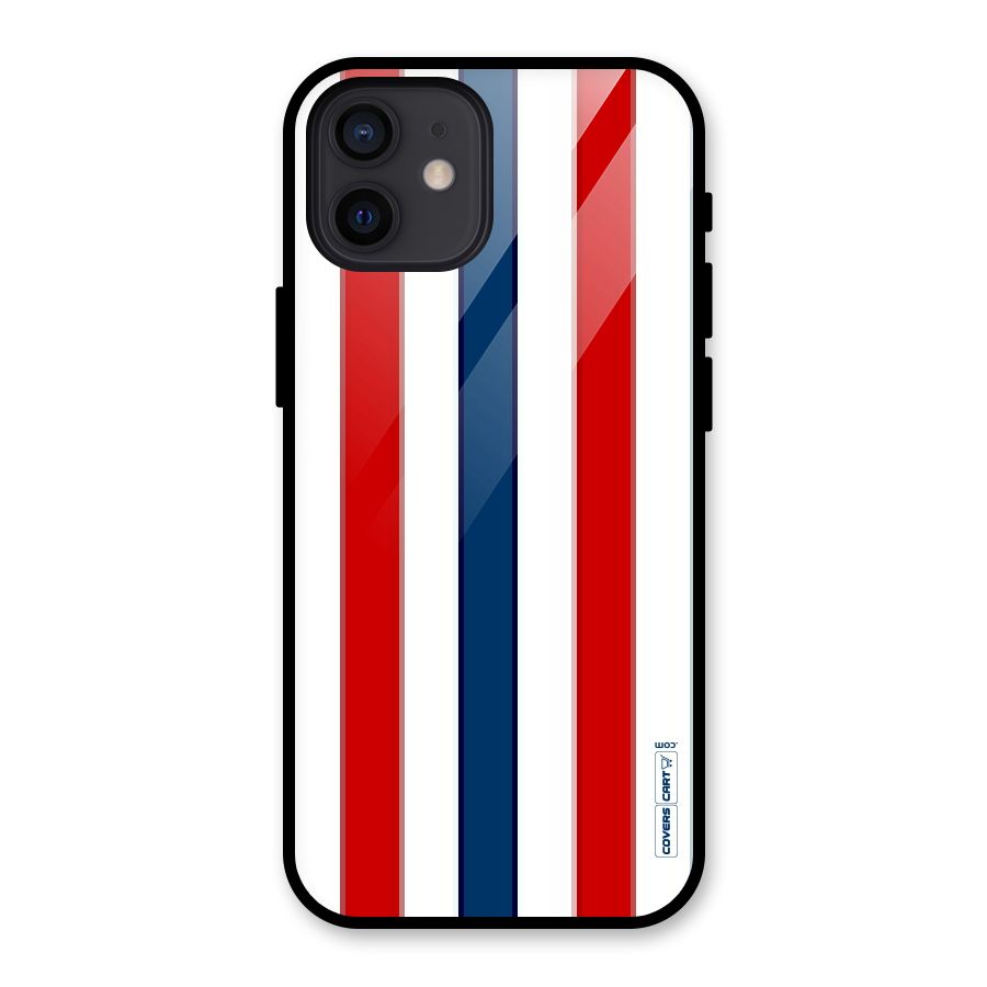Tricolor Stripes Glass Back Case for iPhone 12