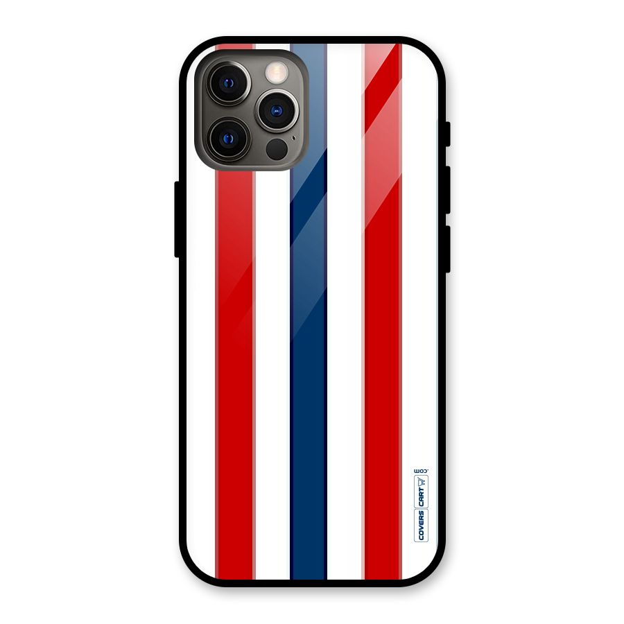 Tricolor Stripes Glass Back Case for iPhone 12 Pro