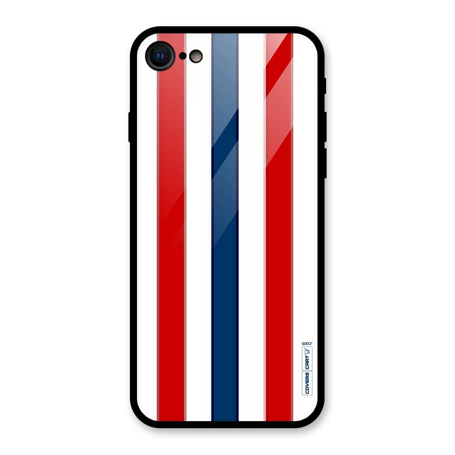 Tricolor Stripes Glass Back Case for iPhone SE 2022