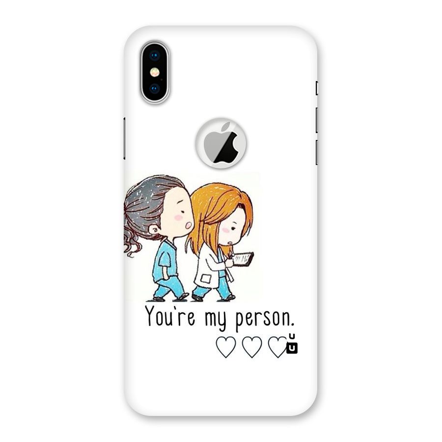 Two Friends In Coat Back Case for iPhone XS Logo Cut