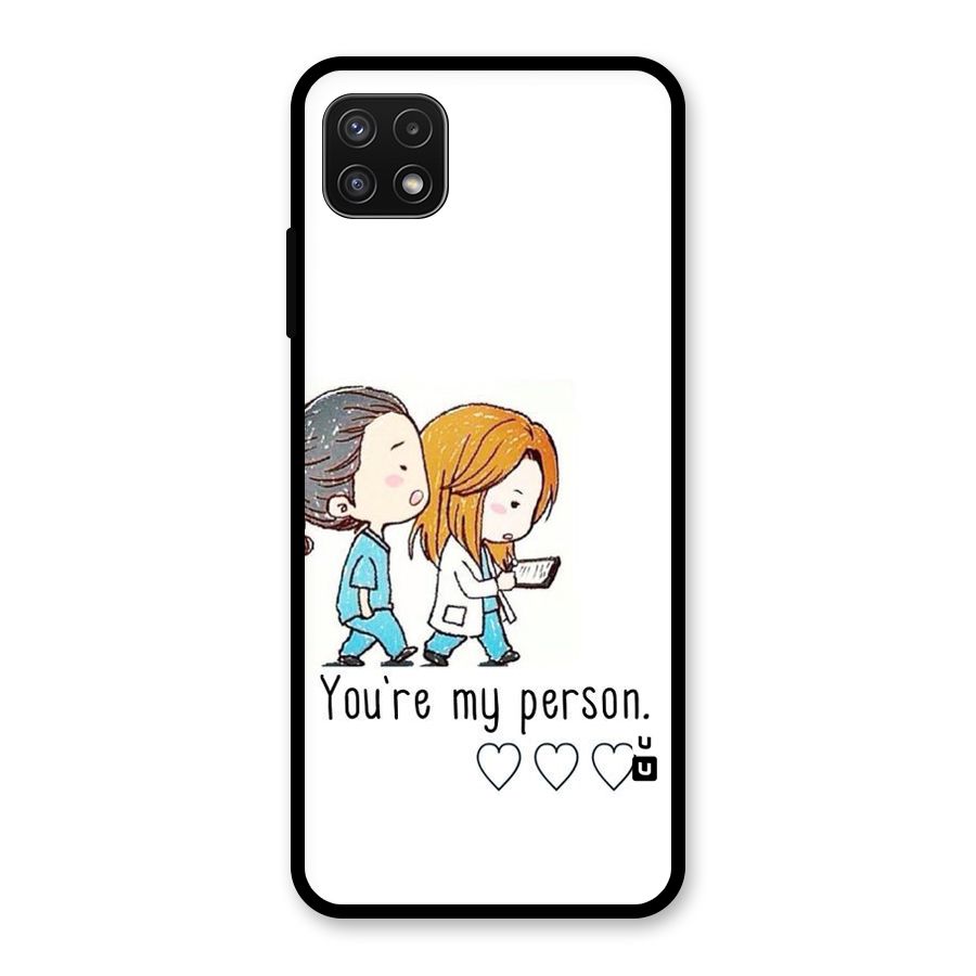 Two Friends In Coat Glass Back Case for Galaxy A22 5G