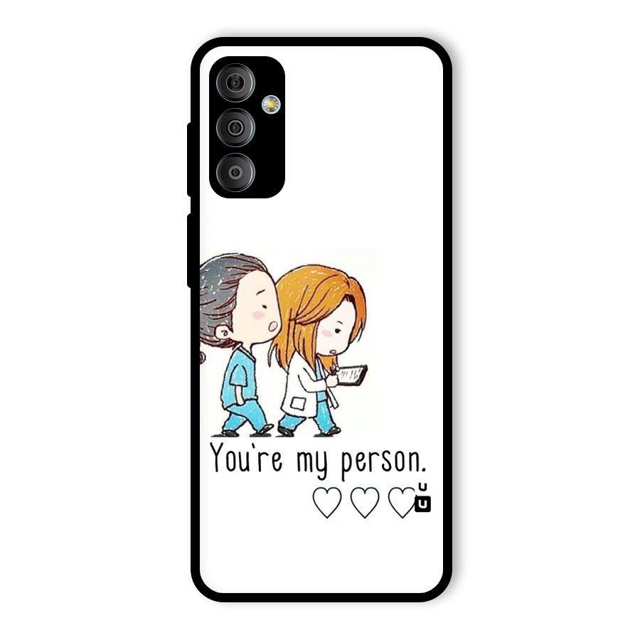 Two Friends In Coat Glass Back Case for Galaxy F23