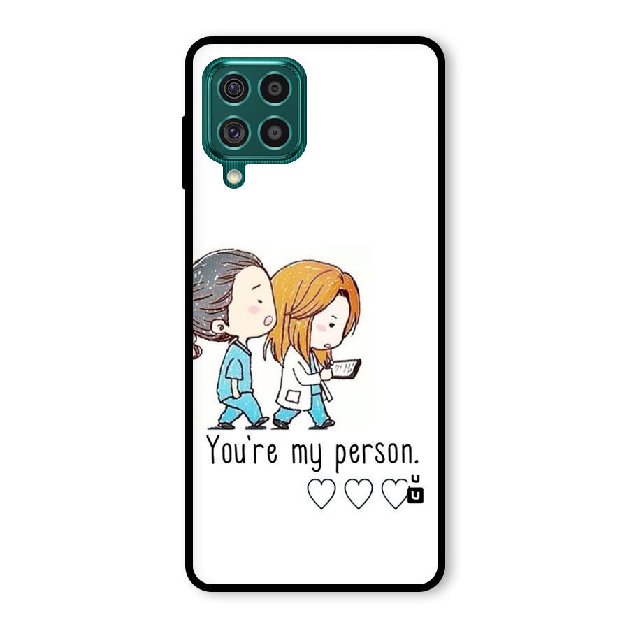 Two Friends In Coat Glass Back Case for Galaxy F62