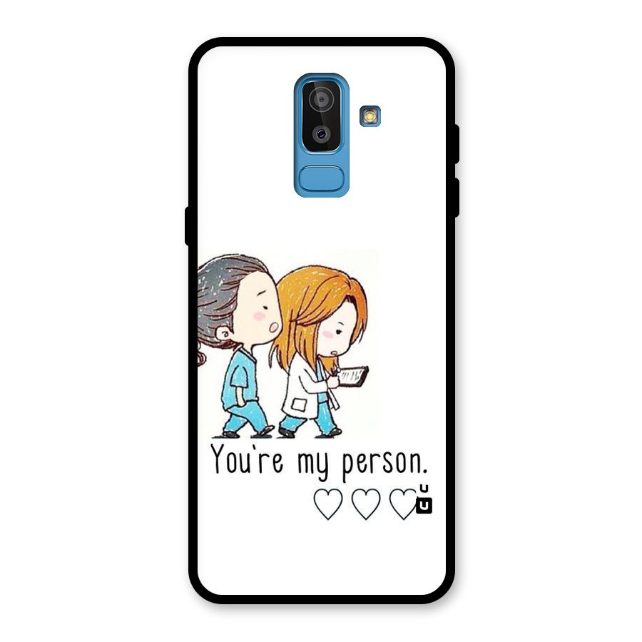 Two Friends In Coat Glass Back Case for Galaxy J8