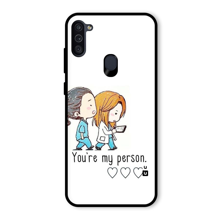 Two Friends In Coat Glass Back Case for Galaxy M11