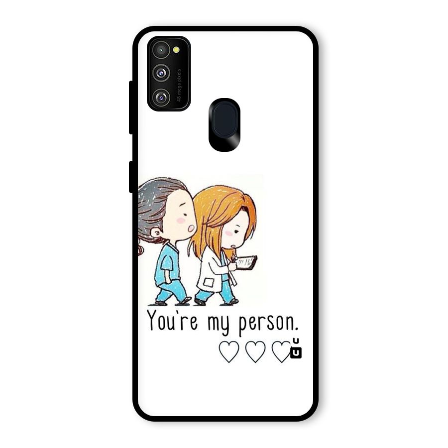 Two Friends In Coat Glass Back Case for Galaxy M30s