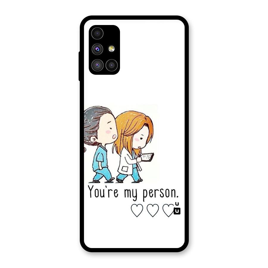 Two Friends In Coat Glass Back Case for Galaxy M51