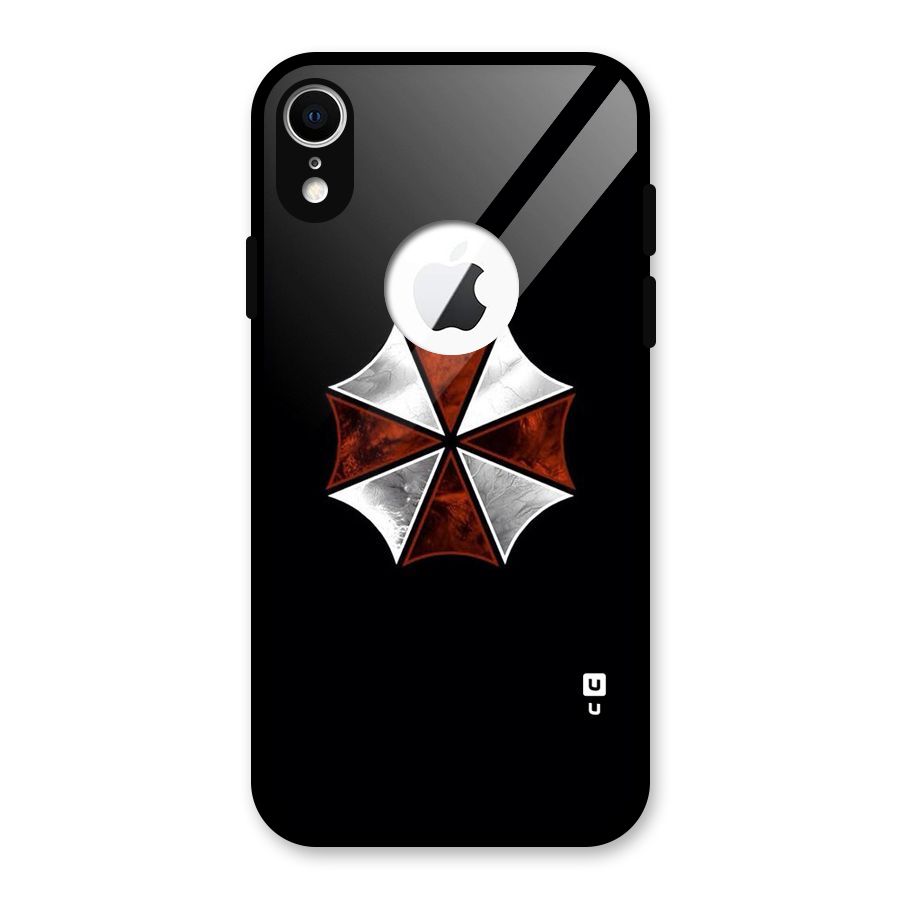 Umbrella Design Glass Back Case for iPhone XR Logo Cut