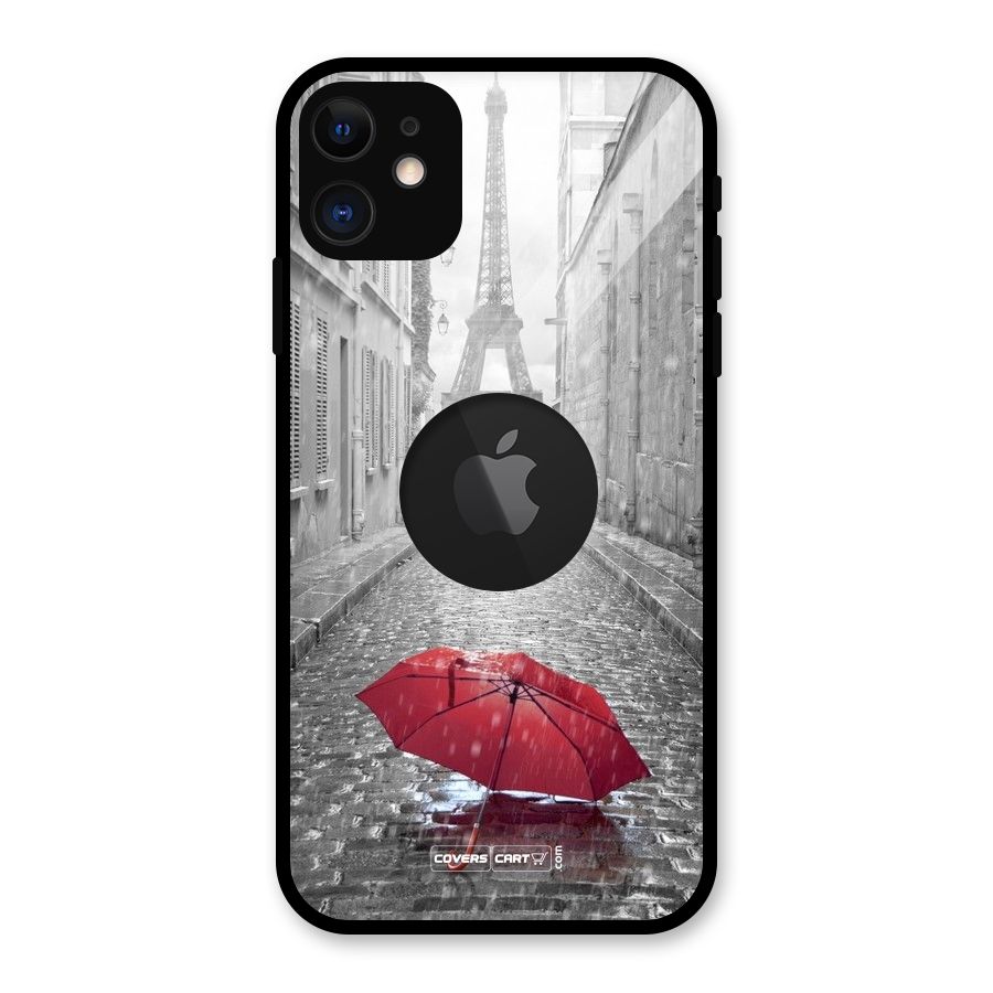Umbrella Paris Glass Back Case for iPhone 11 Logo Cut