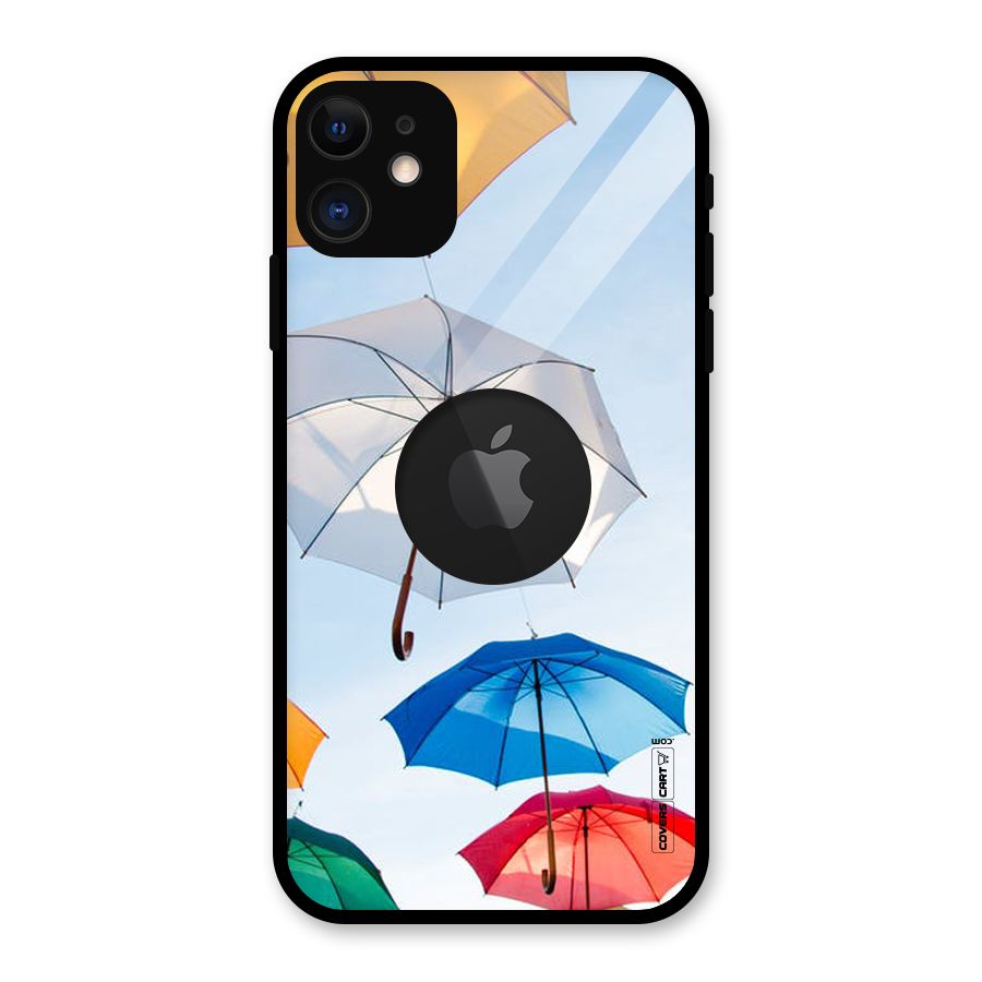 Umbrella Sky Glass Back Case for iPhone 11 Logo Cut