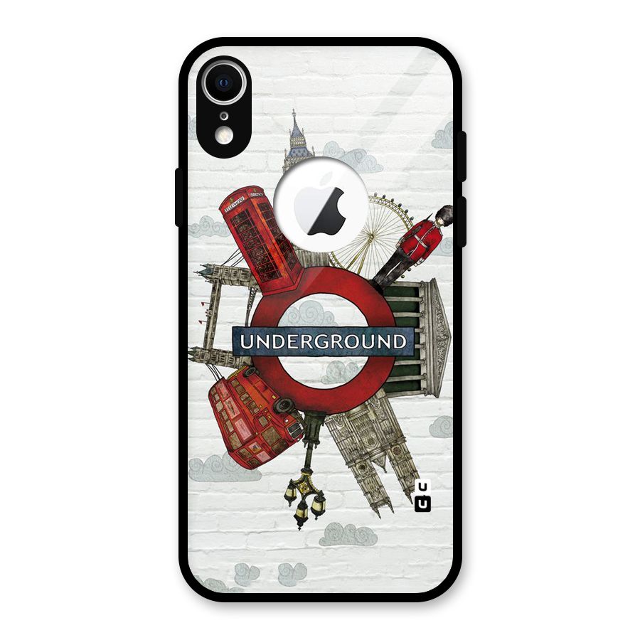 Underground Design Glass Back Case for iPhone XR Logo Cut