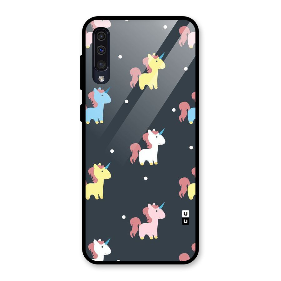 Unicorn Pattern Glass Back Case for Galaxy A50s