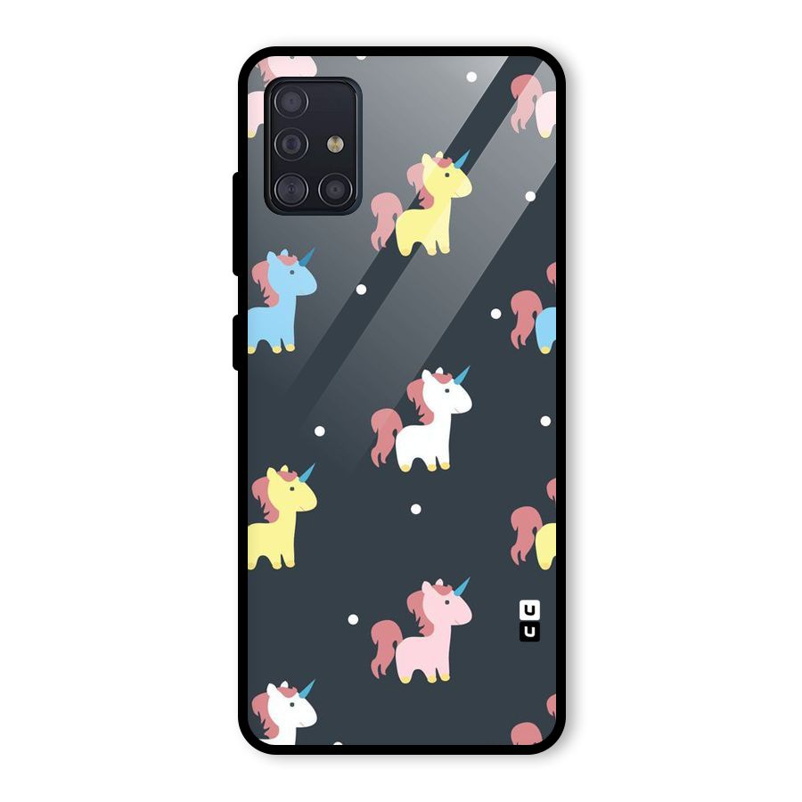 Unicorn Pattern Glass Back Case for Galaxy A51