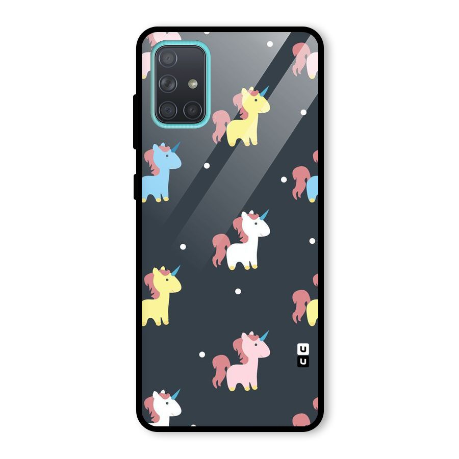 Unicorn Pattern Glass Back Case for Galaxy A71
